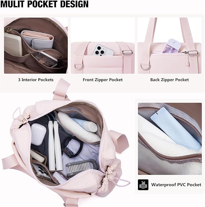 ROULENS Small Gym Bag for Women 2 Set Mini Gym Duffle Bag with Wet Compartment and Coin Wallet, Gym Tote Bag for Workout/Sport/Travel