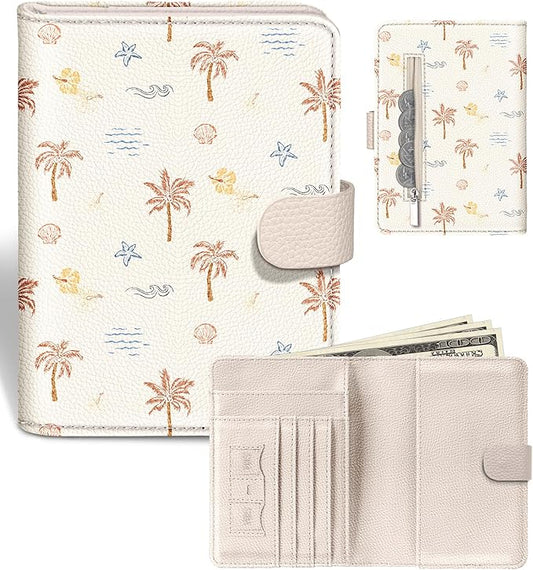 Slohif Passport Wallet Holder Cover for Travel - Women Men RFID Blocking Passport Book Case Protector, Summer Hawaiian Beach Leather Personalized Organizer Slim Carrier Boarding Pass Cards Slots