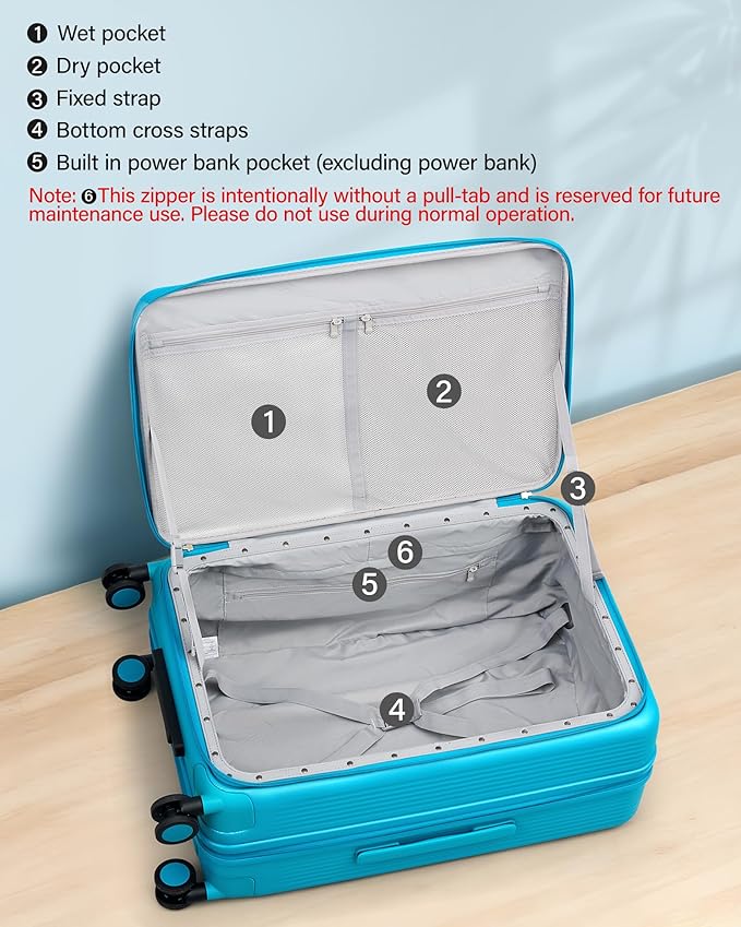 Hanke Expandable 28 Inch Luggage with Spinner Wheels Top Opening Travel Luggage Hard Shell Rolling Suitcases Large Lightweight Checked Luggage with Cup Holder(Caribbean Blue)