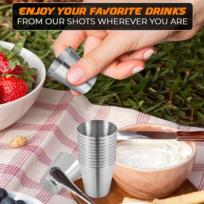 15 Pcs Stainless Steel Shot Glasses - 30ml (1oz) Tiny Metal Shot Glasses, Lightweight and Easy to Store & Clean, Durable Metal Shots for Parties, Hiking, Travels, Compact for Picnics & Espresso Breaks