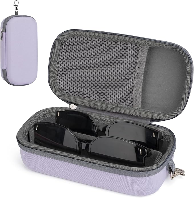 Double Eyeglasses Case,Hard Shell Glasses Case Travel Sunglasses Organizer with Adjustable Slot & Clip for Men Women