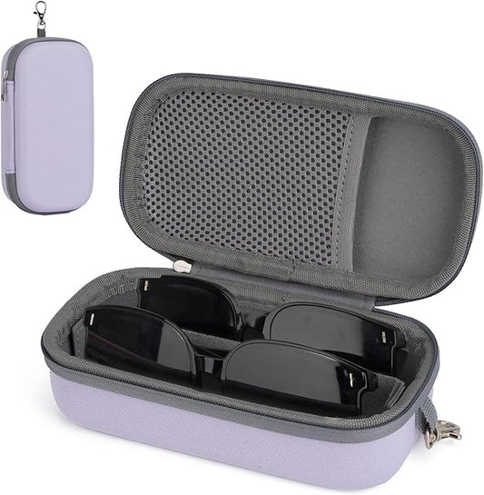 Double Eyeglasses Case,Hard Shell Glasses Case Travel Sunglasses Organizer with Adjustable Slot & Clip for Men Women