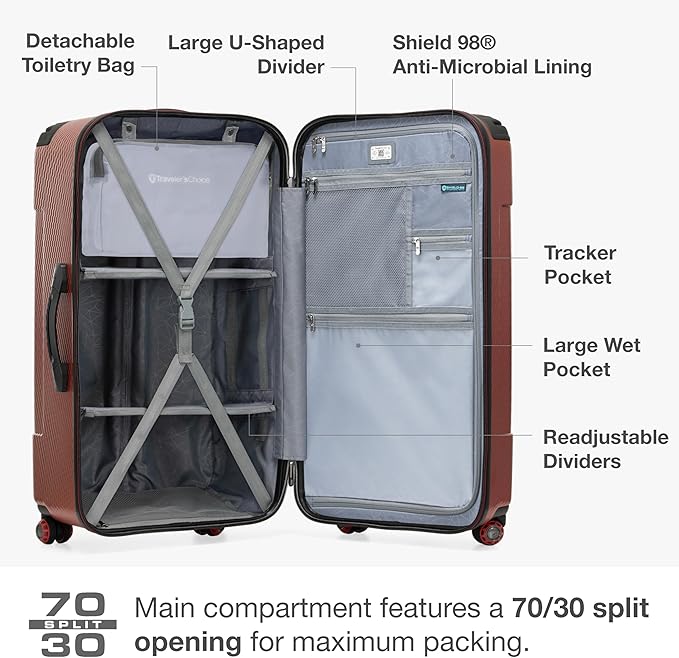 Traveler's Choice Maxporter II Polycarbonate Hardside Trunk with Spinner Wheels, Red, 31-Inch Trunk