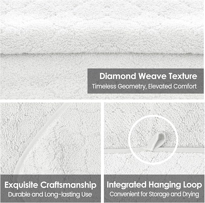 JML Microfiber Bath Towels Set of 2, 30 in x 60 in, Oversized, Ultra Soft, Super Absorbent, Fast Drying, No Fading Large Bathroom Towel Set for Sport, Travel, Fitness, SPA,Yoga (Coral Fleece - White)