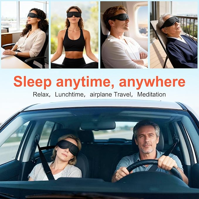 TSYL Sleep Eye Mask for Travel: Fully Silicone 3D Contoured Sleeping Masks, Relieves Dry Eyes, Super Soft Lightweight Design for Side Sleepers, Blackout Women Eye Covers for Sleeping