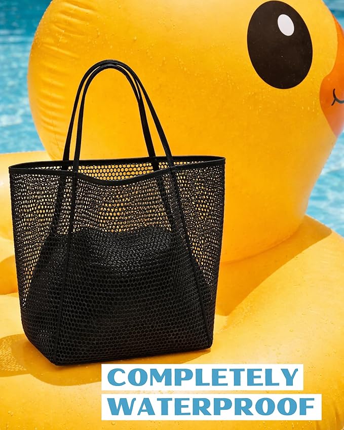 Rave Envy Beach Tote Bag for Women – Waterproof Mesh Tote Bag, Large Capacity Sandproof Beach Bags for Travel