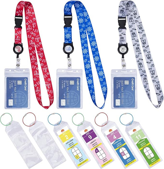 SWATOM Cruise Lanyards 9PCS Retractable Cruise Lanyard for Cruise Ship Cards, Royal Caribbean & Celebrity 2025 & 2026 Waterproof Luggage Tag Holders Set for with Detachable Badge Holder for ID Cards