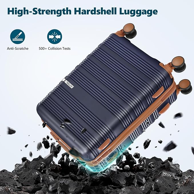 Hoteel Luggage Sets 3 Piece with Spinner Wheels TSA Lock (4-YEAR WARRANTY), Durable Suitcase Lightweight Travel Hardshell PC+ABS Large Carry on Luggage for Men&Women, Royal Blue (20/24/28in)