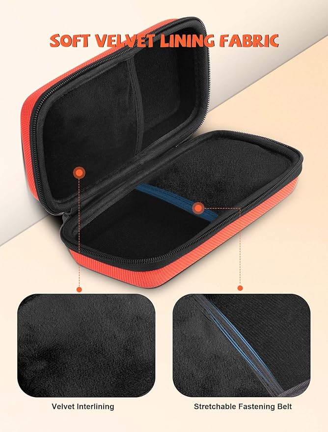 Large Double Eyeglasses Case, Shockproof Hard EVA Shell Dual Sunglasses Organizer with Zipper & Metal Hanging Hook, Travel Glasses Storage Case for Men and Women - Orange