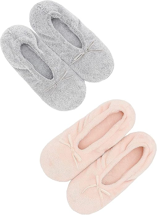 DICUIRD Women's Ballerina Slippers Lightweight House Slippers with Stretchable Heel Design