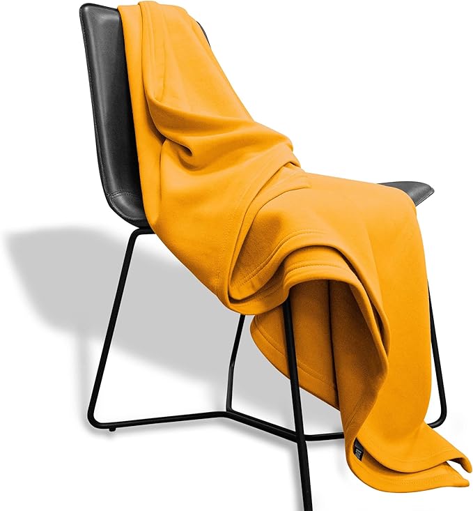 MV Sport Lightweight Sweatshirt Blanket Throw – Warm & Cozy, Breathable Oversized Fleece Knit, Couch, Bed, Travel, Cold Nights, and Outdoors – Soft Light Weight Blanket 54" x 84" Soft Yellow
