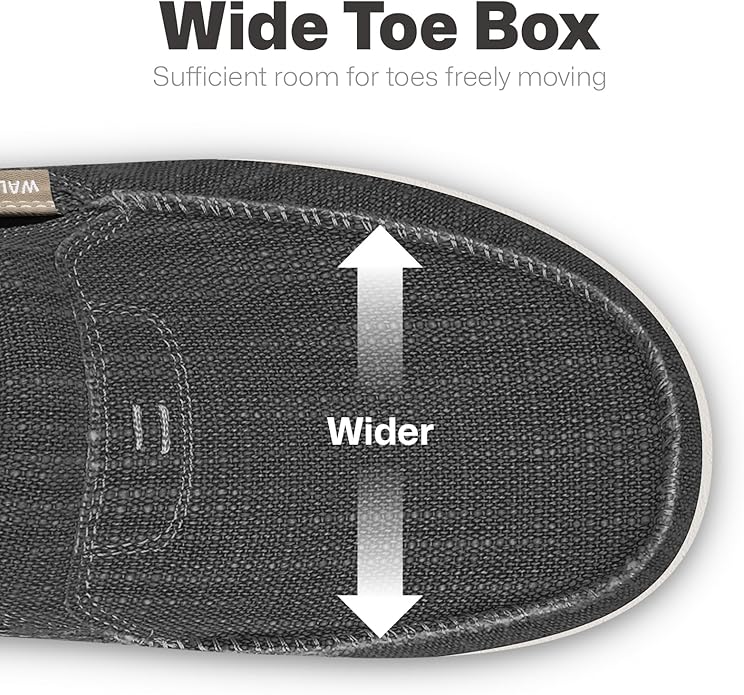 Mens Slip On Shoes, Canvas Mens Loafers with Arch Support, Orthopedic Mens Boat Shoes for Plantar Fasciitis, Indoor & Outdoor Walking Slippers Shoes for Pain Relief