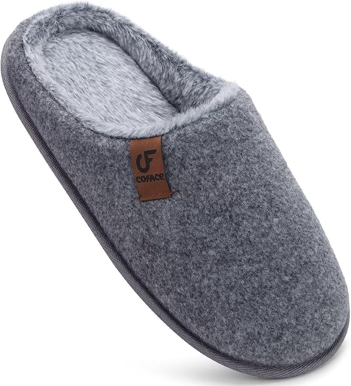 COFACE Mens Cozy Memory Foam Scuff Slippers Casual Slip On Warm House Shoes Indoor/Outdoor Sandal Slippers With Arch Support Rubber Sole Size 7-15