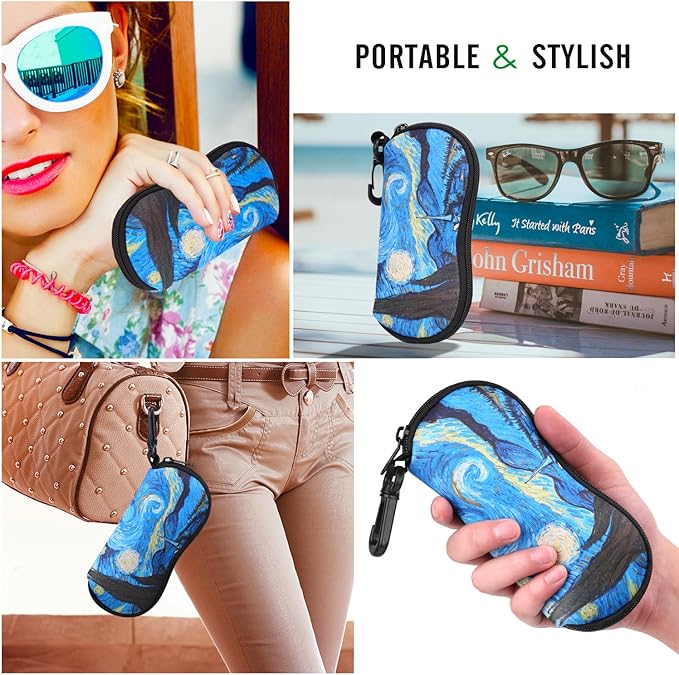 MoKo Sunglasses Soft Case Ultra Light Neoprene Zipper Eyeglass Case for Men Women