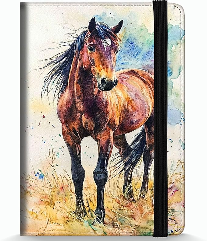 Passport Holder Wallet Cover Case,RFID Blocking Passport Cover,Large Capacity Travel Wallet with Multi Card Slots (Watercolor Horse)