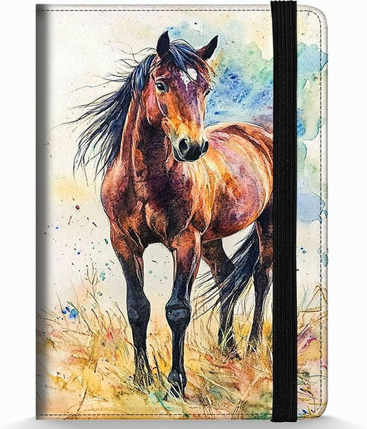 Passport Holder Wallet Cover Case,RFID Blocking Passport Cover,Large Capacity Travel Wallet with Multi Card Slots (Watercolor Horse)