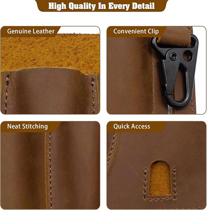 Jack&Chris Leather EDC Multitool Sheath for Belt, EDC Belt Organizer for Leatherman Tools, EDC Pocket Organizer for Men with Pen Holder, Key Fob, Flashlight Sheath