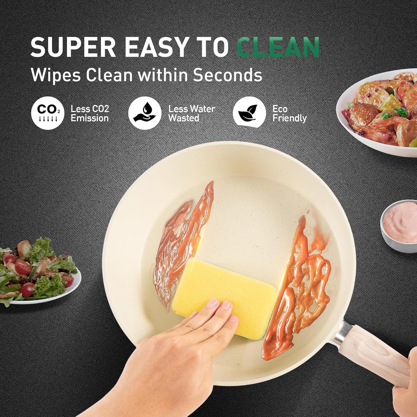 MAISON ARTS Pots and Pans Set Non Stick, Kitchen Cookware Sets Nonstick, 12 Piece Granite Cooking Pot and Pan for Induction, Stovetop, Beige