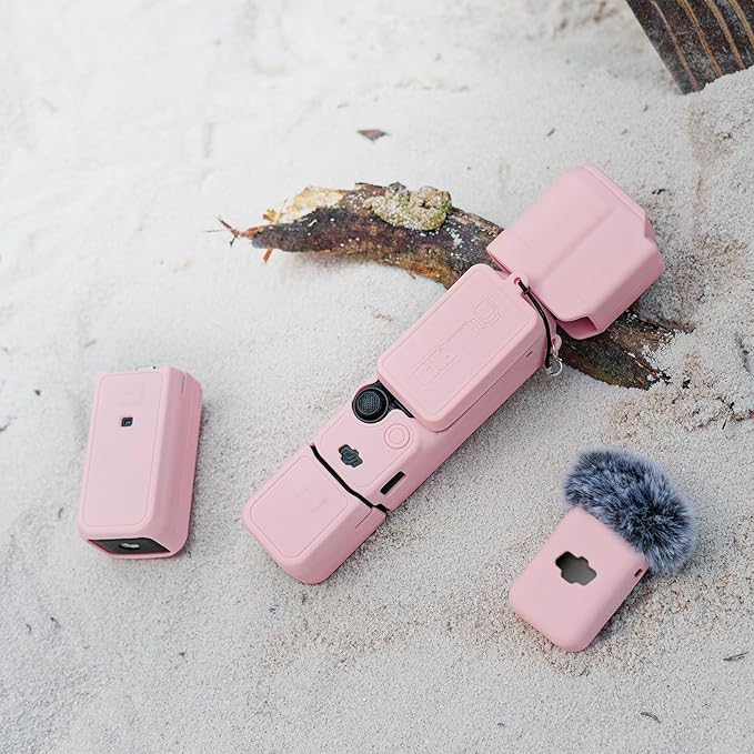 Protective Case for DJI Osmo Pocket 3 / Xtra Muse Camera, Soft Silicone Grip Cover with Screen Protection & Mic, Lightweight, Anti-Scratch, for Travel, Vlogging, Daily Filming – Pink