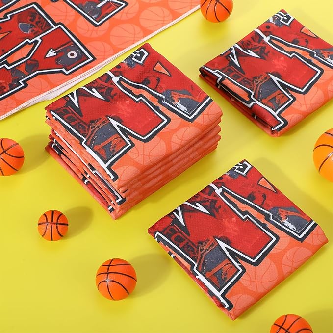 12 Pcs Basketball Game Day Accessories Basketball Cooling Towels Ball Team Gift Microfiber Breathable Chilly Towel 35" x 15" Sports Soft Ice Towel for Coach Training