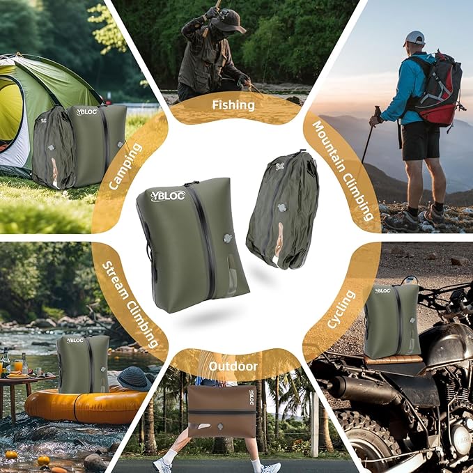 YBLOC Compact Vacuum Travel Bags with Pump - 2-Pack 19L Space Saver Compression Bags, IP67 Waterproof Reusable Vacuum Bags for Carry-On Suitcase & Backpack, Blankets, Seasonal Storage (2 PC/19L+Pump)