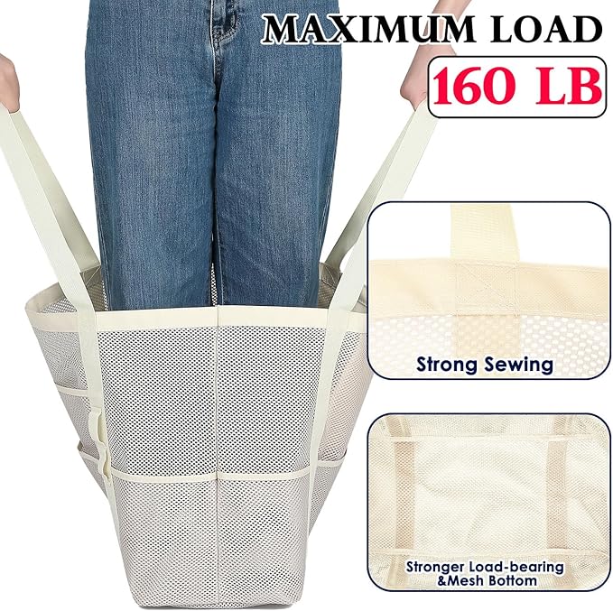 Mesh Beach Bag, Large Beach Tote with Zipper Pocket, Toys Pool Bag for Family Travel Vacation Cruise Essentials