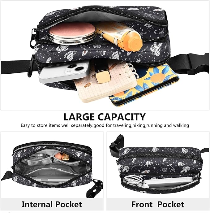 Universe Space Planet Astronauts Fanny Pack for Women Men Water Resistant Fashion Waist Packs with Adjustable Strap Belt Bag for Travel Workout Jogging Hiking 21219417