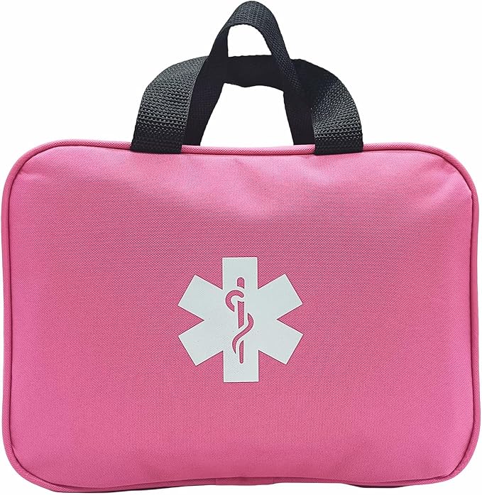 First Aid Bag Empty Emergency Medical Pouch First Responder Storage Compact Survival Medicine Bags for Sport Outdoors Car Office Pet Dog Cat (Pink QZ)