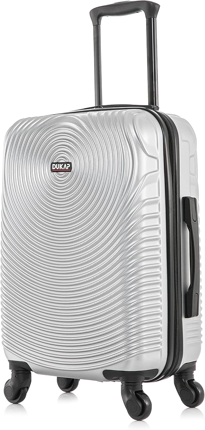DUKAP INCEPTION Luggage with Spinner Wheels | Durable Lightweight Hardshell Suitcase, Travel Bag with Handle and Trolley, 20-Inch Carry On Small Luggage | Silver