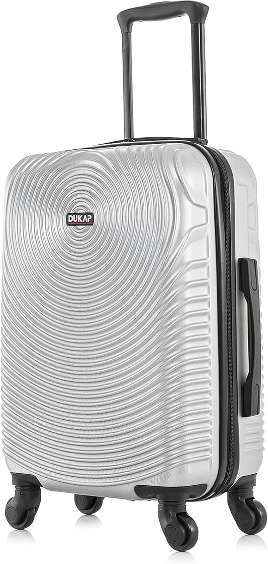 DUKAP INCEPTION Luggage with Spinner Wheels | Durable Lightweight Hardshell Suitcase, Travel Bag with Handle and Trolley, 20-Inch Carry On Small Luggage | Silver