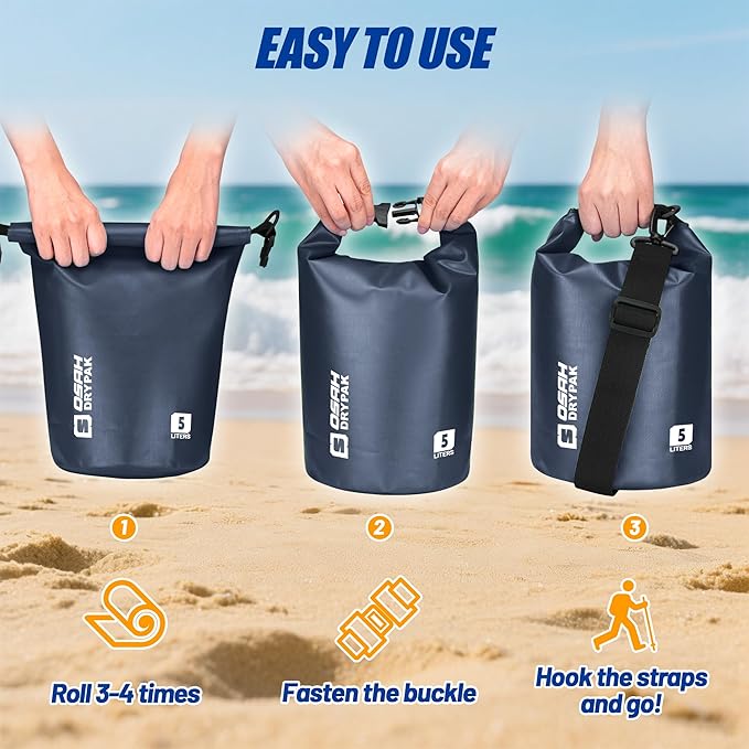 Waterproof Dry Bag, 5L/10L/20L/30L/40L Roll Top Lightweight Storage Backpack with Phone Case for Women & Men, Floating Waterproof Sack for Travel, Swimming, Kayaking, Paddle Board, Camping & Beach