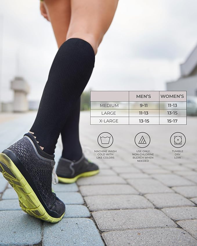 Pembrook 3 Pairs Copper Mens Compression Socks 20-30 mmHg, Running, Hiking, Athletic Cycling, Travel | Circulation Support