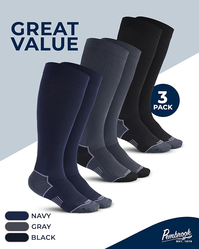 Pembrook Plus Size Compression Socks for Women Wide Calf - 3 Pairs, 20-30mmHg Extra Wide Calf Compression Socks, Up to 4XL