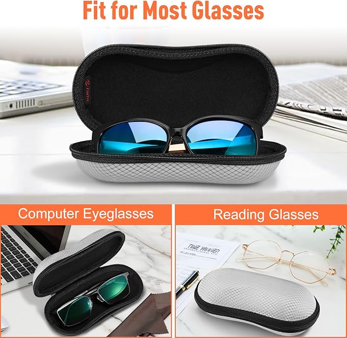 FINTIE Sunglasses Case, Hard EVA Shell Shockproof Sport Glasses Case with Metal Carabiner Travel Zipper Eyeglasses Holder