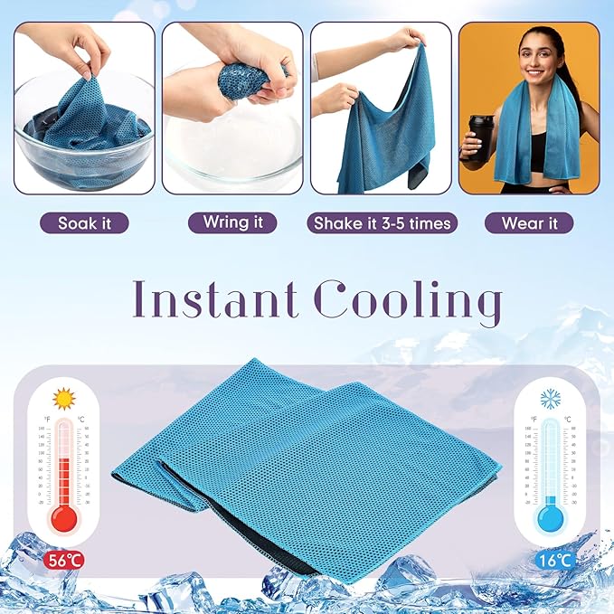 Redbaker 90 Pack Cooling Towels Bulk for Neck and Face 40" x 12" Ice Cool Towel Multicolored Microfiber Sweat Rag for Gym Workout Running Yoga Fitness Travel Outdoor Sports(Bright Color)