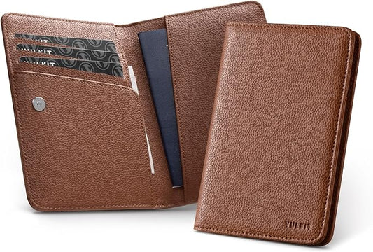 VULKIT Passport Holder Magnetic Closure RFID Blocking Travel Wallet Passport Book Cover Boarding Pass Holder Travel Essentials