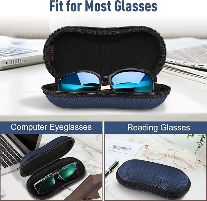 FINTIE Sunglasses Case, Hard EVA Shell Shockproof Sport Glasses Case with Metal Carabiner Travel Zipper Eyeglasses Holder