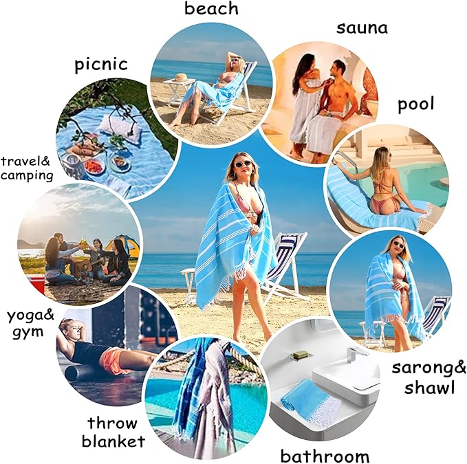Beach Towel 2 Pack,Sand Free Beach Towels Oversized 39 x 72,Turkish Beach Towel Quick Dry Towel,Lightweight Pool Towels for Adults Travel Towel,Cool Beach Accessories Super Absorbent Towels