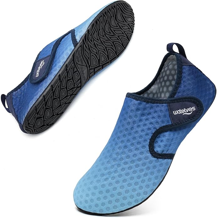 WateLves Water Shoes for Women Men Swim Beach Aqua Socks Quick Dry Barefoot House Slippers Travel Shoes with Adjustable Magic Tape for Pool Diving Boating Yoga Surf
