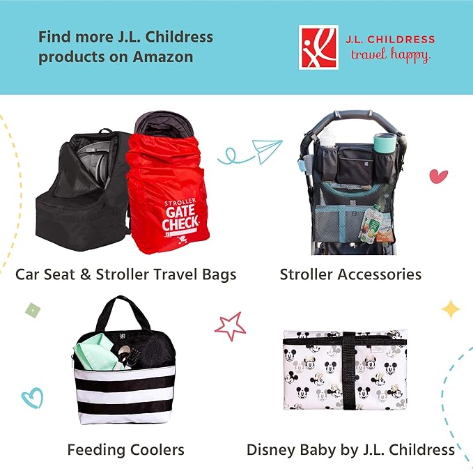 J.L. Childress Full Body Portable Changing Pad for Babies - Diaper Changing Mat for Travel, Baby Accessory Essentials, Wipeable & Water-Resistant, Foldable & Compact, Fully Padded, Extra Large - Black