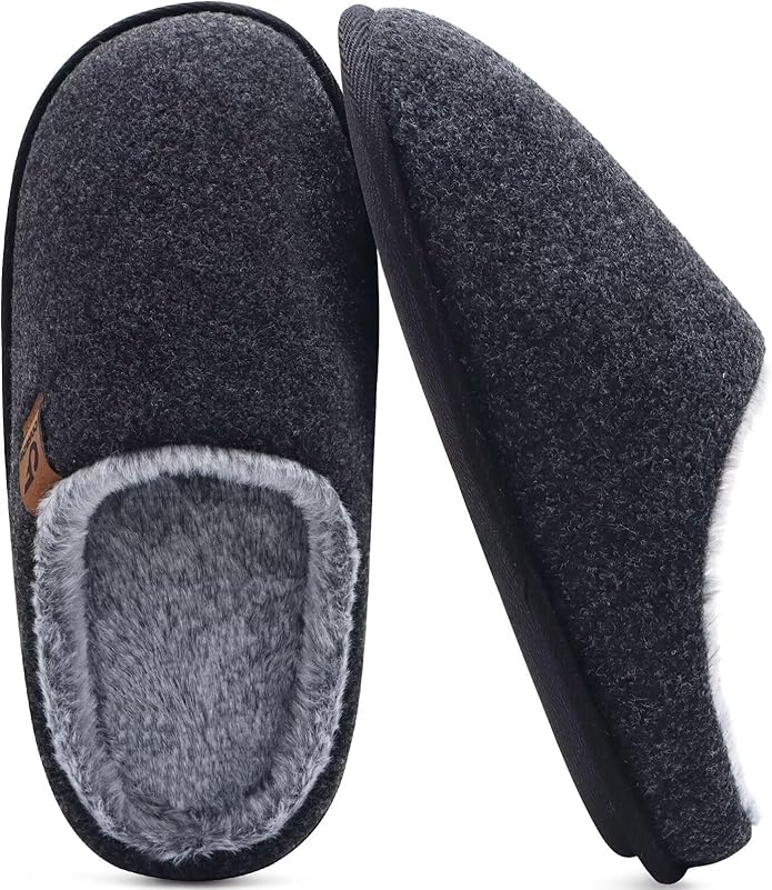 COFACE Mens Cozy Memory Foam Scuff Slippers Casual Slip On Warm House Shoes Indoor/Outdoor Sandal Slippers With Arch Support Rubber Sole Size 7-15