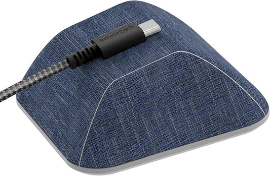 Smartish® Magnetic Cord Holder - Cable Wrangler Organizer with Magnet Clips for Charger Management on Desktop, Nightstand for USB-C + Lightning - Blue Jeanie