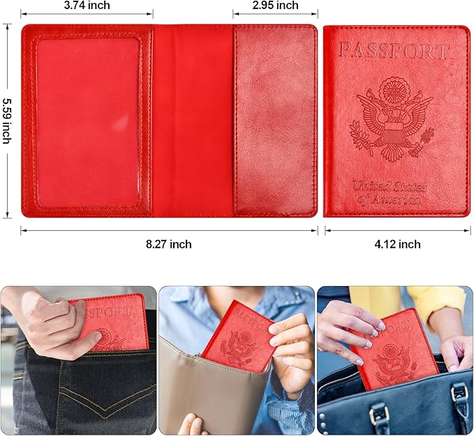 Eoehro Passport Holder for Travel Essentials-2Pack, Passport Wallet Cover Case for Travel Must Haves Accessories,Passport Book Holders for Women and Men