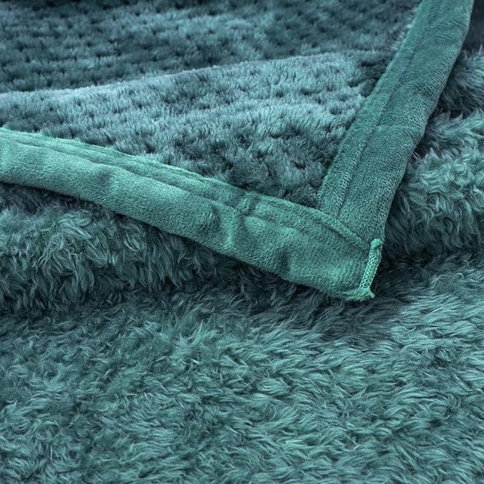 Fuzzy Blanket or Fluffy Blanket for Baby, Soft Warm Cozy Coral Fleece Toddler, Infant or Newborn Receiving Blanket for Crib, Stroller, Travel, Decorative, 30”×40”, Olive Green+Black Green