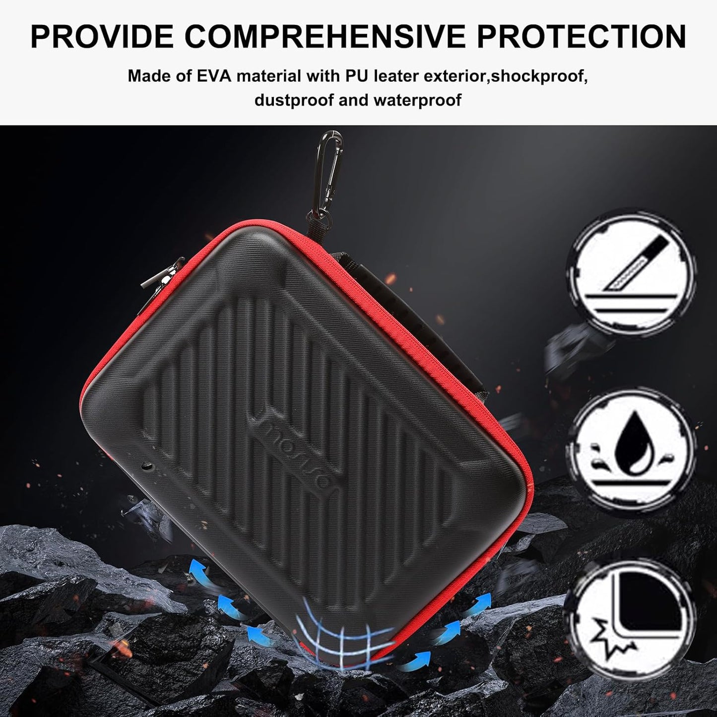 MOSISO Camera Case Compatible with GoPro Hero 13/12/11/10/9/8/7, Hard Travel Carrying Case Compatible with AKASO EK7000/V50/Brave 4/7 LE/8, EVA Case with Handle & Snap Hook for Action Camera, Black