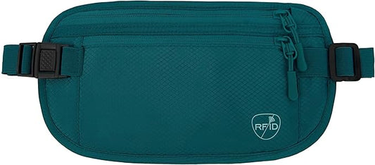 SUPACOOL Money Belt, Hidden Travel Wallet for Passport, RFID Blocking Passport Pouch, Undercover Fanny Pack(Green)