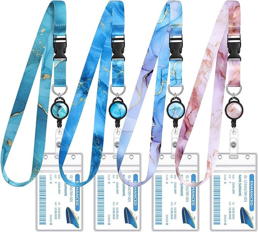 4 Pack Cruise Lanyard for Ship Cards Detachable Lanyards with Retractable Badge Reels and Waterproof ID Badge Holder, 2026 Cruise Essentials Accessories