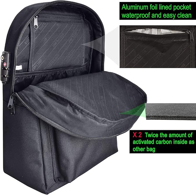 Laptop Backpack Bag - Smell Proof- With TSA Lock & Key Anti Theft Travel Daypack bag Rucksack for Men & Women