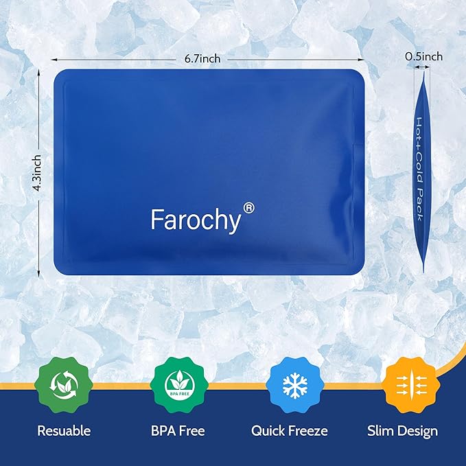 Farochy Reusable Ice Packs for Lunch Boxes - 2PCS Soft Ice Packs Freezer Packs for Cooler Gel Ice Packs, Keep Food Cold or Hot