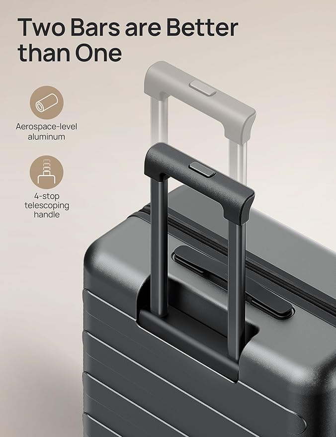 NINETYGO Luggage Sets 3 Piece, Carry On Luggage Airline Approved, Medium Large Checked Luggage with Spinner Wheels, Expandable, Hard Shell PC Suitcase Sets, TSA, 20in/24in/28in (Black, Rhine Max)